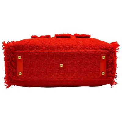 Pre-owned Chanel Red Color Tweed Tote Bag ()