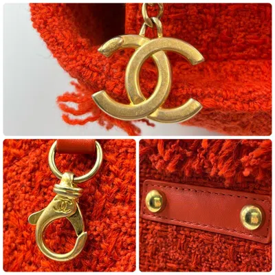 Pre-owned Chanel Red Color Tweed Tote Bag ()