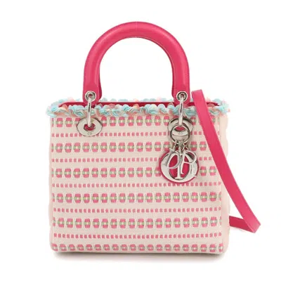 Pre-owned Dior Christian  Pink Tweed Leather Handbag Shoulder Bag ()