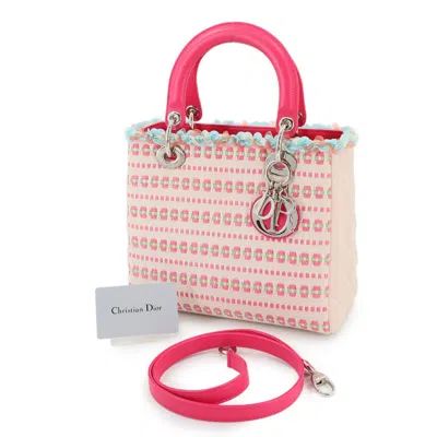 Pre-owned Dior Christian  Pink Tweed Leather Handbag Shoulder Bag ()