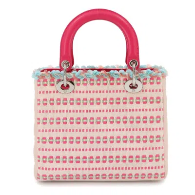 Pre-owned Dior Christian  Pink Tweed Leather Handbag Shoulder Bag ()