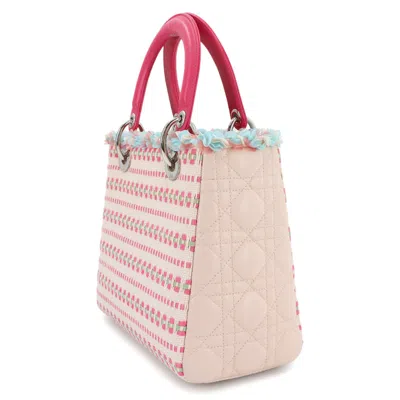 Pre-owned Dior Christian  Pink Tweed Leather Handbag Shoulder Bag ()