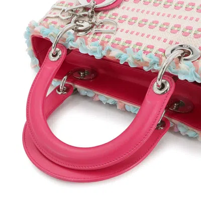 Pre-owned Dior Christian  Pink Tweed Leather Handbag Shoulder Bag ()
