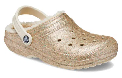 Crocs Classic Glitter Lined Clog In Gold