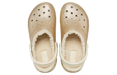 Crocs Classic Glitter Lined Clog In Gold