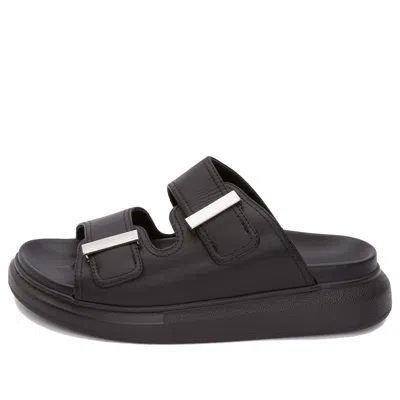 Alexander Mcqueen Black Rubber Sandals In Black
