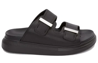 Alexander Mcqueen Black Rubber Sandals In Black