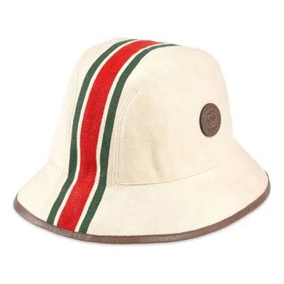 Gucci Canvas Fedora Hat With Web Stripe 'light Beige' In Neutral