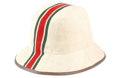Gucci Canvas Fedora Hat With Web Stripe 'light Beige' In Neutral