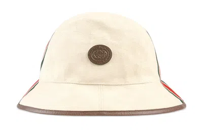 Gucci Canvas Fedora Hat With Web Stripe 'light Beige' In Neutral