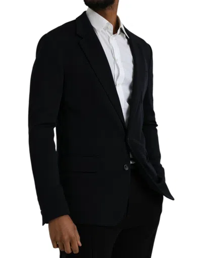 Dolce & Gabbana Black Wool Single Breasted Coat Men's Blazer In Black
