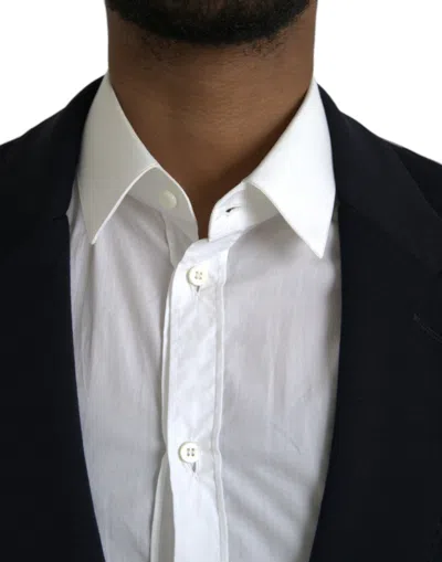 Dolce & Gabbana Black Wool Single Breasted Coat Men's Blazer In Black