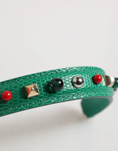 Dolce & Gabbana Green Embellished Leather Bag Handle Women Shoulder Women's Strap In Green