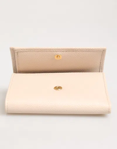 Dolce & Gabbana Light Pink Calf Leather Dg Logo French Flap Women's Wallet In Gray