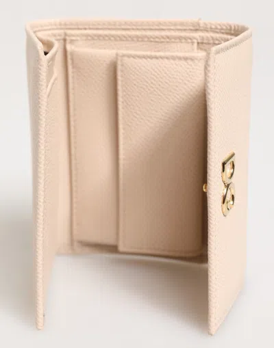 Dolce & Gabbana Light Pink Calf Leather Dg Logo French Flap Women's Wallet In Gray