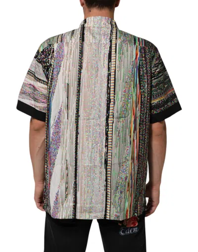 Dolce & Gabbana Multicolor Graphic Collared Casual Men's Shirt In Multi
