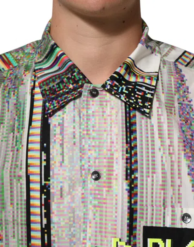 Dolce & Gabbana Multicolor Graphic Collared Casual Men's Shirt In Multi