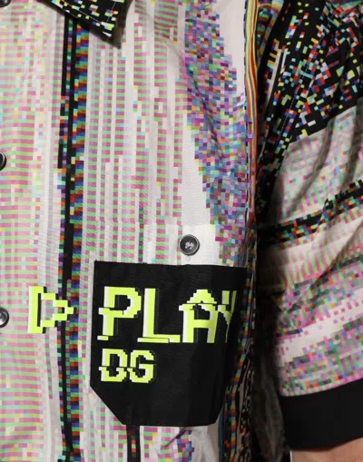 Dolce & Gabbana Multicolor Graphic Collared Casual Men's Shirt In Multi