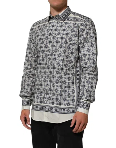 Dolce & Gabbana Multicolor Monkey Tie Print Gold Dress Shirt In Gray