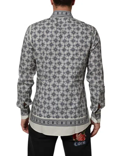 Dolce & Gabbana Multicolor Monkey Tie Print Gold Dress Shirt In Gray
