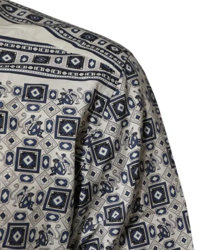 Dolce & Gabbana Multicolor Monkey Tie Print Gold Dress Shirt In Gray