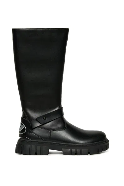 Diesel D-hammer Patch Boots Branded With Logo In Black