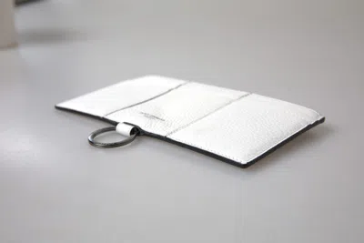 Dolce & Gabbana White Calfskin Leather Large Crossbody Card Holder Men's Wallet In Gray