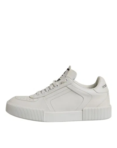 Pre-owned Dolce & Gabbana White Miami Leather Low Top Sneakers Women's Shoes ()