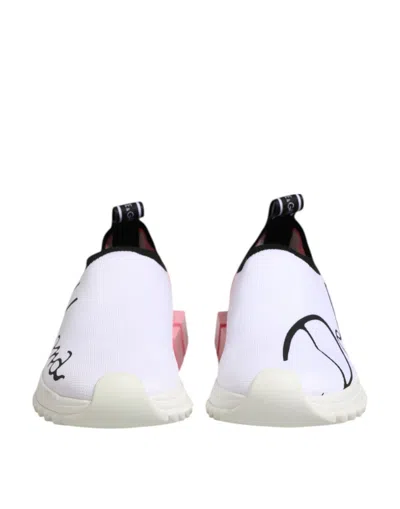 Pre-owned Dolce & Gabbana White Pink Low Top Sorrento Sneakers Women's Shoes ()