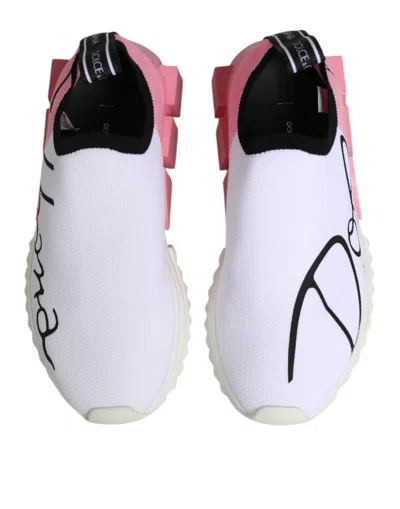 Pre-owned Dolce & Gabbana White Pink Low Top Sorrento Sneakers Women's Shoes ()