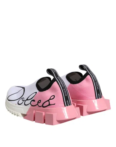 Pre-owned Dolce & Gabbana White Pink Low Top Sorrento Sneakers Women's Shoes ()