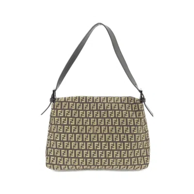 Pre-owned Fendi Baguette Beige Black Canvas Shoulder Bag ()