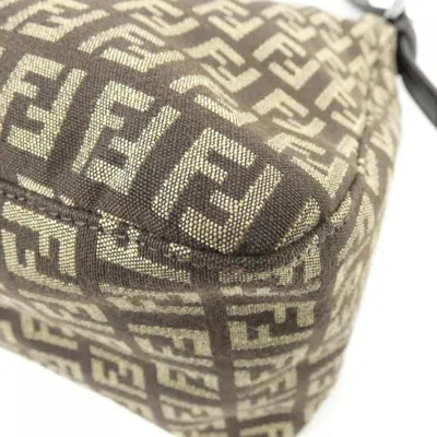 Pre-owned Fendi Baguette Beige Black Canvas Shoulder Bag ()