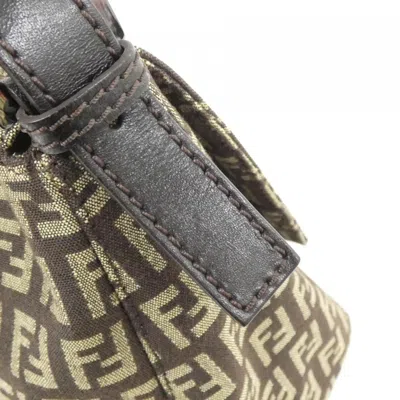 Pre-owned Fendi Baguette Beige Black Canvas Shoulder Bag ()