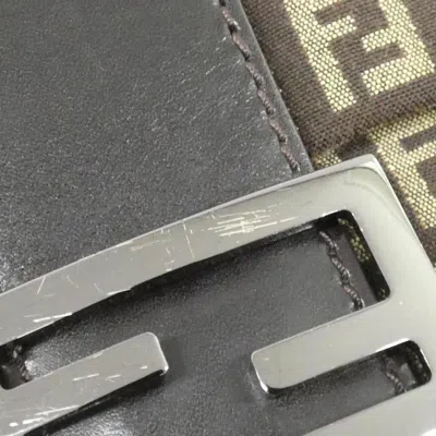 Pre-owned Fendi Baguette Beige Black Canvas Shoulder Bag ()