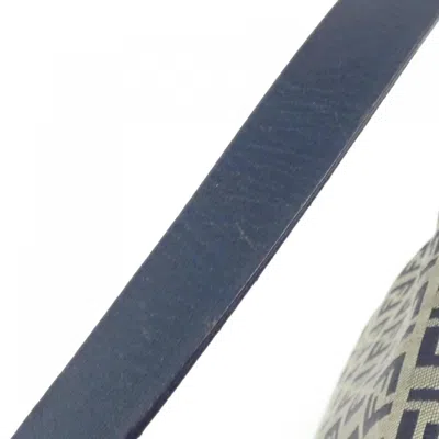 Pre-owned Fendi Baguette Gray Navy Canvas Shoulder Bag ()