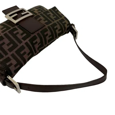 Pre-owned Fendi Black Brown Canvas Leather Shoulder Bag ()