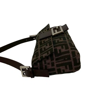 Pre-owned Fendi Black Brown Canvas Leather Shoulder Bag ()