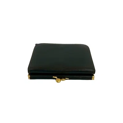 Pre-owned Fendi Black Brown Leather Canvas Wallet (tri-fold) () In Multi