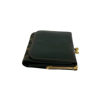 Pre-owned Fendi Black Brown Leather Canvas Wallet (tri-fold) () In Multi