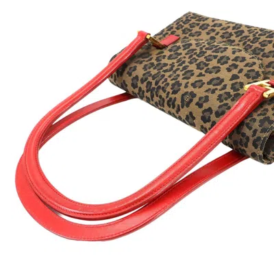 Pre-owned Fendi Brown Red Color Canvas Leather Shoulder Bag ()
