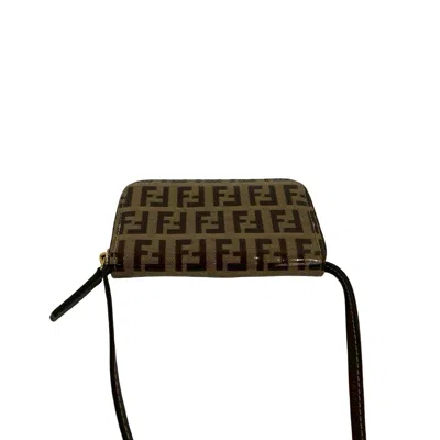Pre-owned Fendi Brown Pvc Leather Chain/shoulder Wallet ()