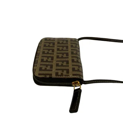 Pre-owned Fendi Brown Pvc Leather Chain/shoulder Wallet ()