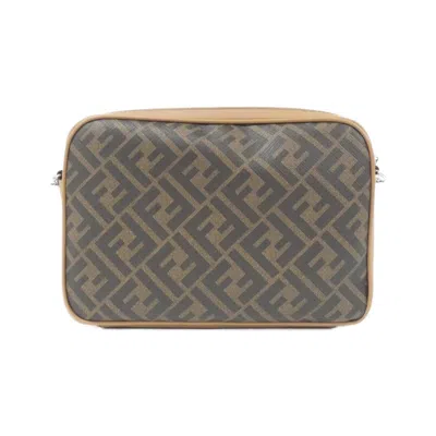 Pre-owned Fendi Sand Coated Canvas Leather Shoulder Bag ()