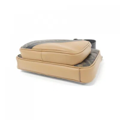Pre-owned Fendi Sand Coated Canvas Leather Shoulder Bag ()