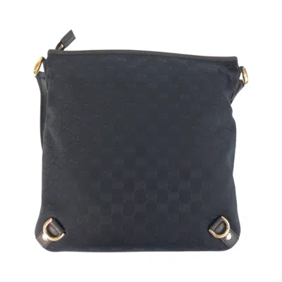 Pre-owned Gucci Abbey Black Gg Canvas Leather Messenger Bag Shoulder Bag ()