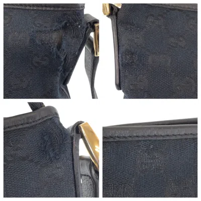 Pre-owned Gucci Abbey Black Gg Canvas Leather Messenger Bag Shoulder Bag ()