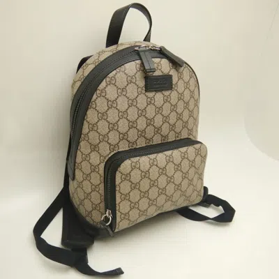 Pre-owned Gucci Beige Black Gg Supreme Backpack ()