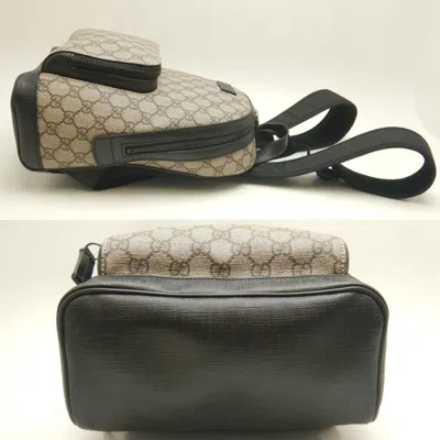 Pre-owned Gucci Beige Black Gg Supreme Backpack ()