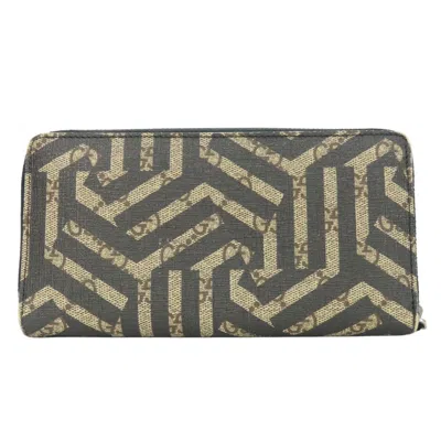 Pre-owned Gucci Beige Black Gg Supreme Long Wallet (bi-fold) () In Multi